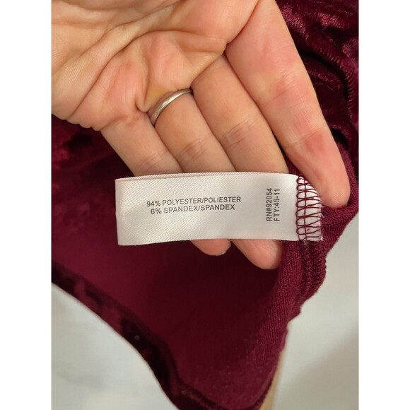 Carolyn Taylor Velvet Lace Trim Tank Top Size Large Burgundy Dark Romantic Y2k - Picture 5 of 8